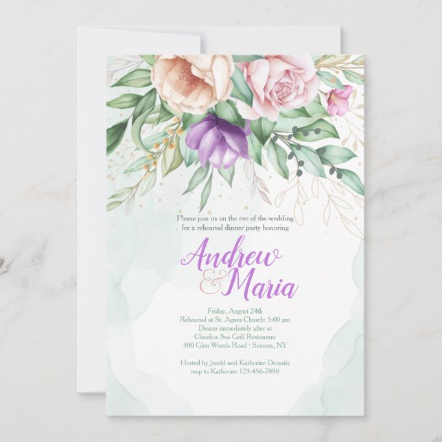 Invitation Carton d'invitation Floral Pastel (Devant)