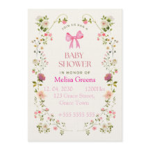 Carton d'invitation floral pour Baby Shower | aqua