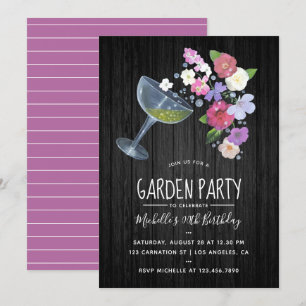 Invitation Carton d'invitation floral pour fête de jardin cha