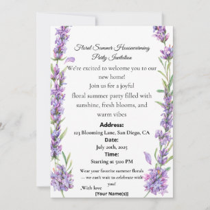 Invitation Carton d'invitation floral pour la pendaison de cr