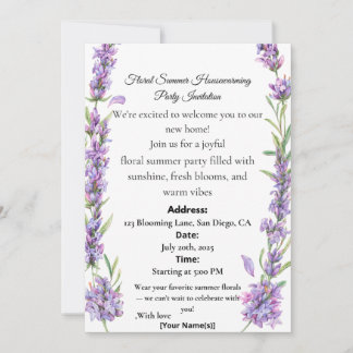 Invitation Carton d'invitation floral pour la pendaison de cr