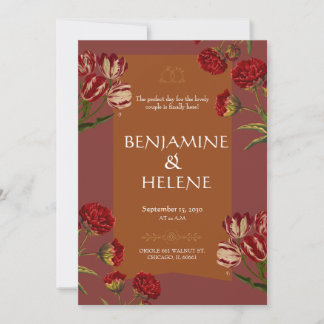 Invitation Carton d'invitation floral rouge Bourgogne