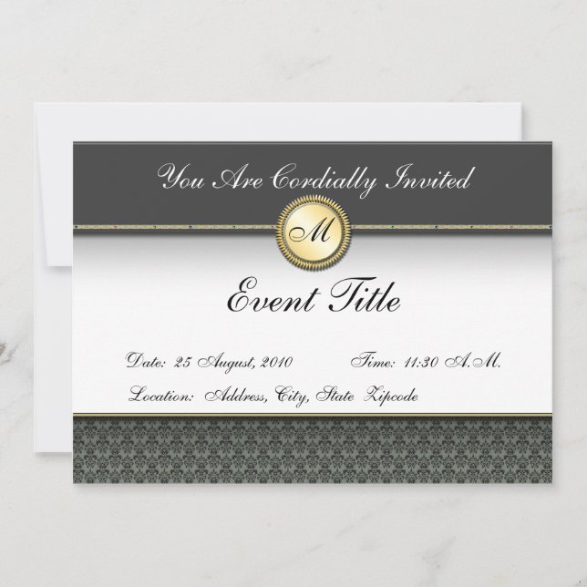 Invitation Carton d'invitation Formel à Monogramme Personnali (Devant)