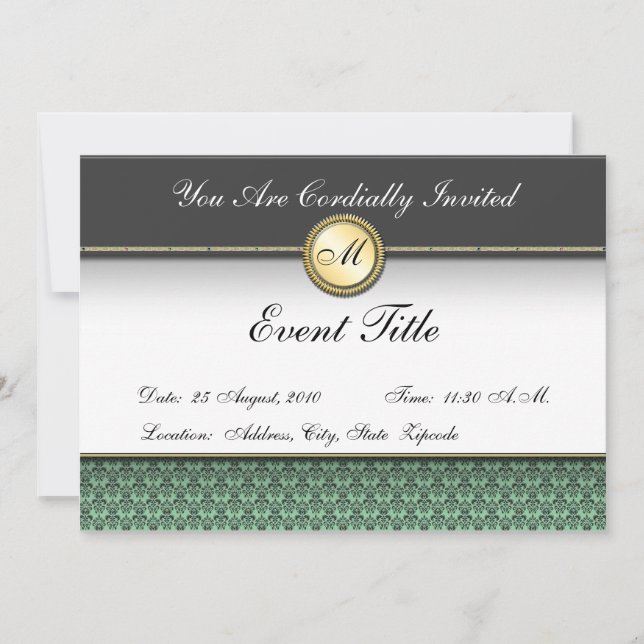Invitation Carton d'invitation Formel à Monogramme Personnali (Devant)