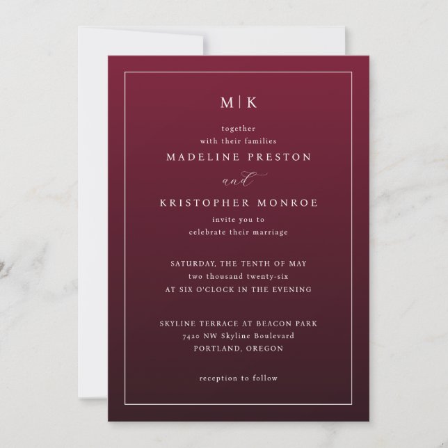 Invitation Carton d'invitation Formel Marron Élégant (Devant)