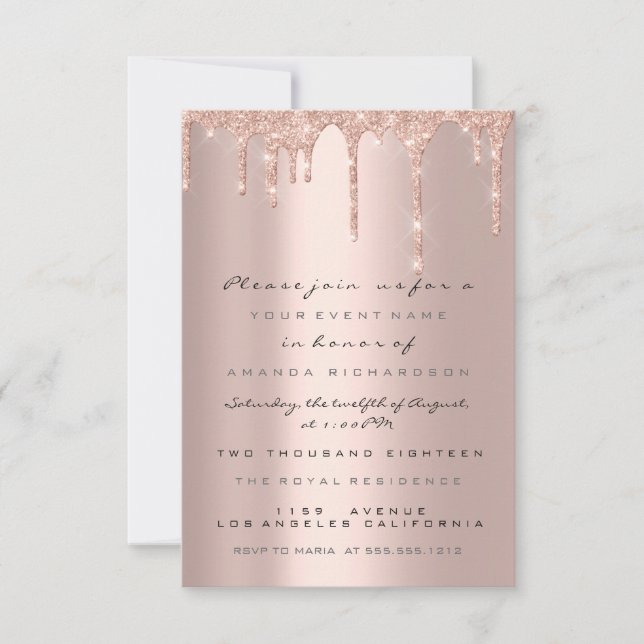 Invitation Carton d'invitation formel Rose Gold Pailleté (Devant)