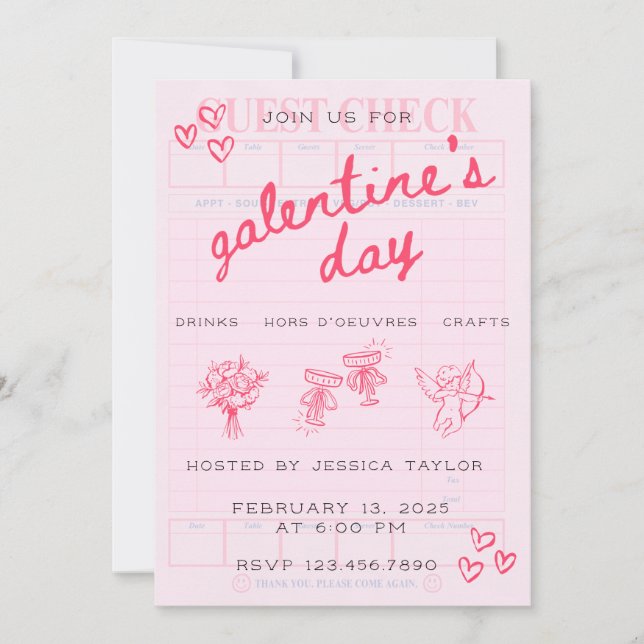 Invitation Carton d'invitation Galentine's Day pour filles (Devant)