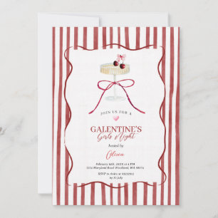 Invitation Carton d'invitation Galentine's Girls Night Cerise