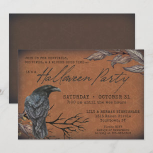 Invitation Carton d'invitation gothique vintage corbeau Hallo