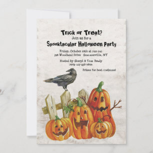 Invitation Carton d'invitation Halloween Aquarelle Citrouille