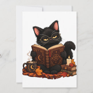 Invitation Carton d'invitation Halloween de chat noir effraya