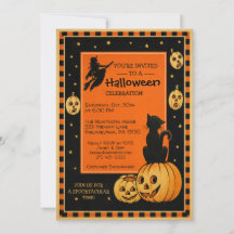 Carton d'invitation Halloween de style rétro perso