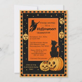 Invitation Carton d'invitation Halloween de style rétro perso