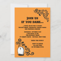 Carton d'invitation Halloween pour pierre tombale