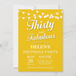 Invitation Carton d'invitation jaune pour un trentième annive