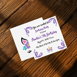 Invitation Carton d'invitation licorne personnalisé pour un j