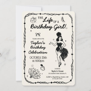 Invitation Carton d'invitation Life of a Birthday Girl