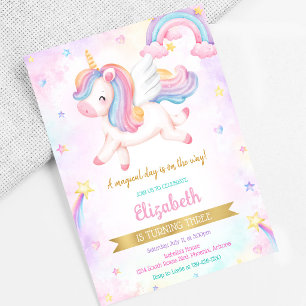 Invitation Carton d'invitation magique d'anniversaire licorne