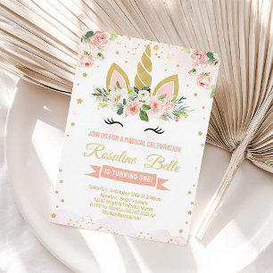 Invitation Carton d'invitation magique d'anniversaire Licorne