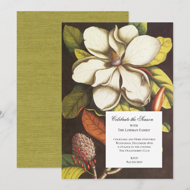 Invitation Carton d'invitation Magnolia du Sud Classique (Devant / Derrière)