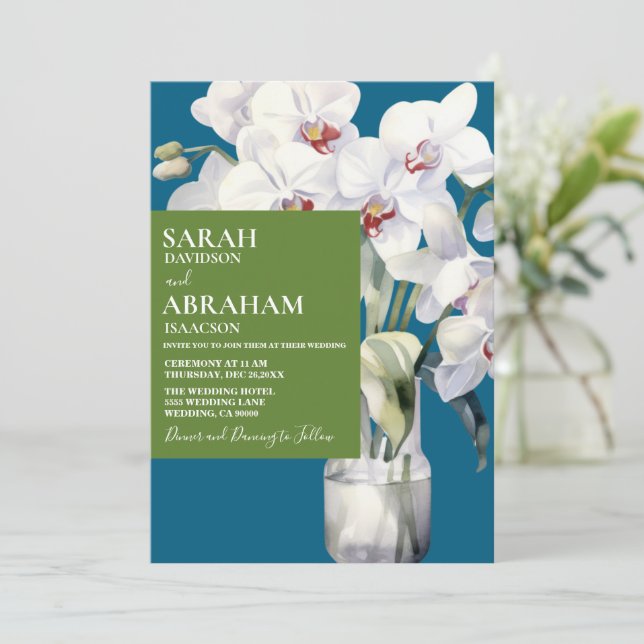 Invitation Carton d'invitation Mariage Orchidées Blanches (Debout devant)