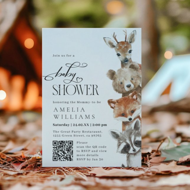 Invitation Carton d'invitation moderne avec animaux mignons a (Créateur téléchargé)