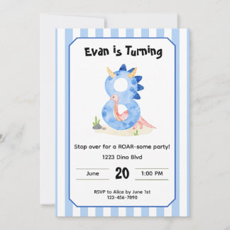 Invitation Carton d'invitation modifiable pour 8ème anniversa