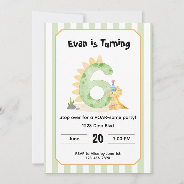 Invitation Carton d'invitation modifiable pour un 6ème annive (Devant)