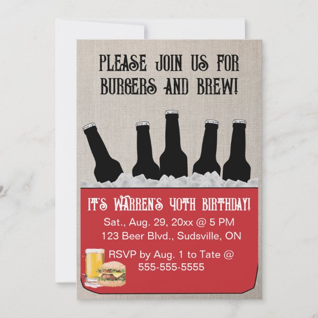 Invitation Carton d'invitation modifiable pour un anniversair (Devant)