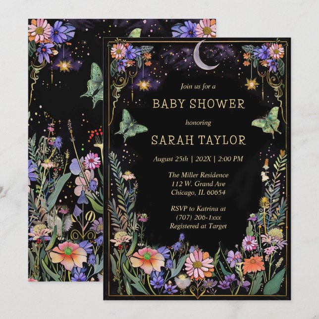 Invitation Carton d'invitation modifiable pour une baby showe (Devant / Derrière)