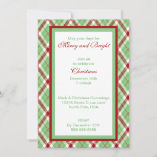 Invitation Carton d'invitation Noël Tartan Joyeux
