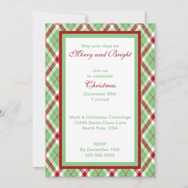 Invitation Carton d'invitation Noël Tartan Joyeux (Devant)