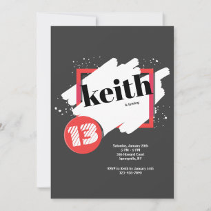 Invitation Carton d'invitation noir avec détails rouges