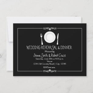 Invitation Carton d'invitation noir et blanc pour dîner de ré