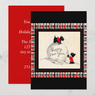 Invitation Carton d'invitation Nouvel An Scottie Dog
