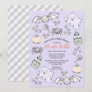 Invitation Carton d'invitation pastel de chauve-souris fantôm
