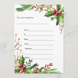 Invitation Carton d'invitation peint à l'aquarelle au Gui à r