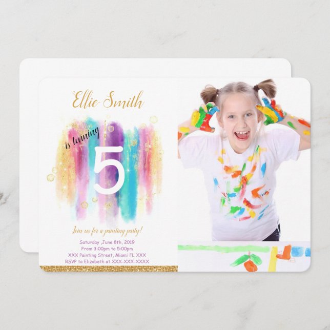 Invitation Carton d'invitation Peinture Photo  (Devant / Derrière)
