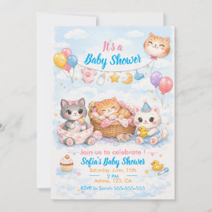 Invitation Carton d'invitation personnalisable à thème chat p