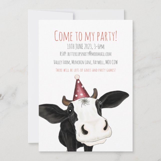 Invitation Carton d'invitation personnalisé pour fête de vach (Devant)