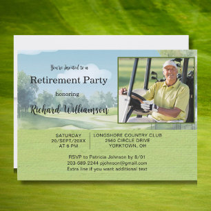 Invitation Carton d'invitation Photo Aquarelle Thème Golf pou