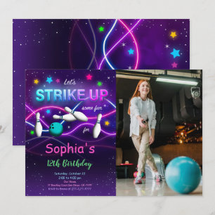 Invitation Carton d'invitation photo Bowling modifiable