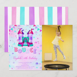 Invitation Carton d'invitation photo d'anniversaire Bounce