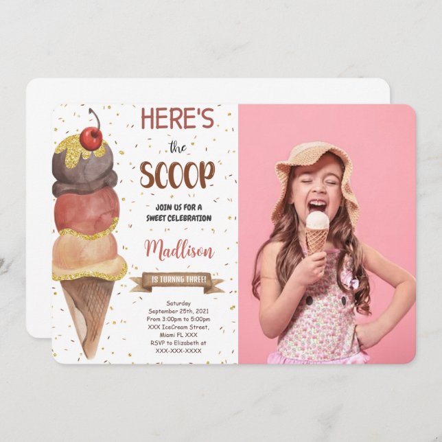 Invitation Carton d'invitation photo de glace comestible modi (Devant / Derrière)