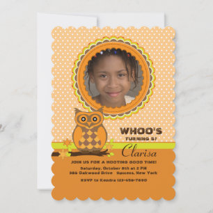 Invitation Carton d'invitation photo de Hibou de fête