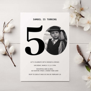 Invitation Carton d'invitation photo pour 50e anniversaire à 