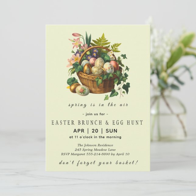 Invitation Carton d'invitation plat pour un brunch de Pâques  (Debout devant)
