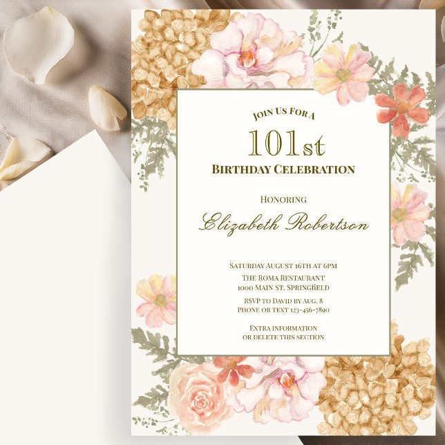 Invitation Carton d'invitation pour 101e anniversaire aux cou (Créateur téléchargé)