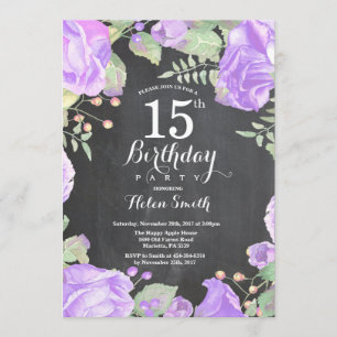 Invitation Carton d'invitation pour 15e anniversaire floral p