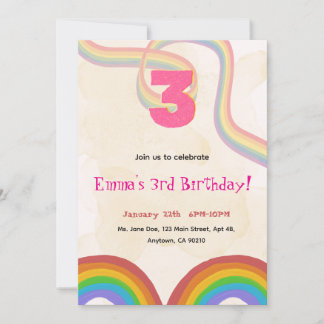 Invitation Carton d'invitation pour 3ème anniversaire fille a